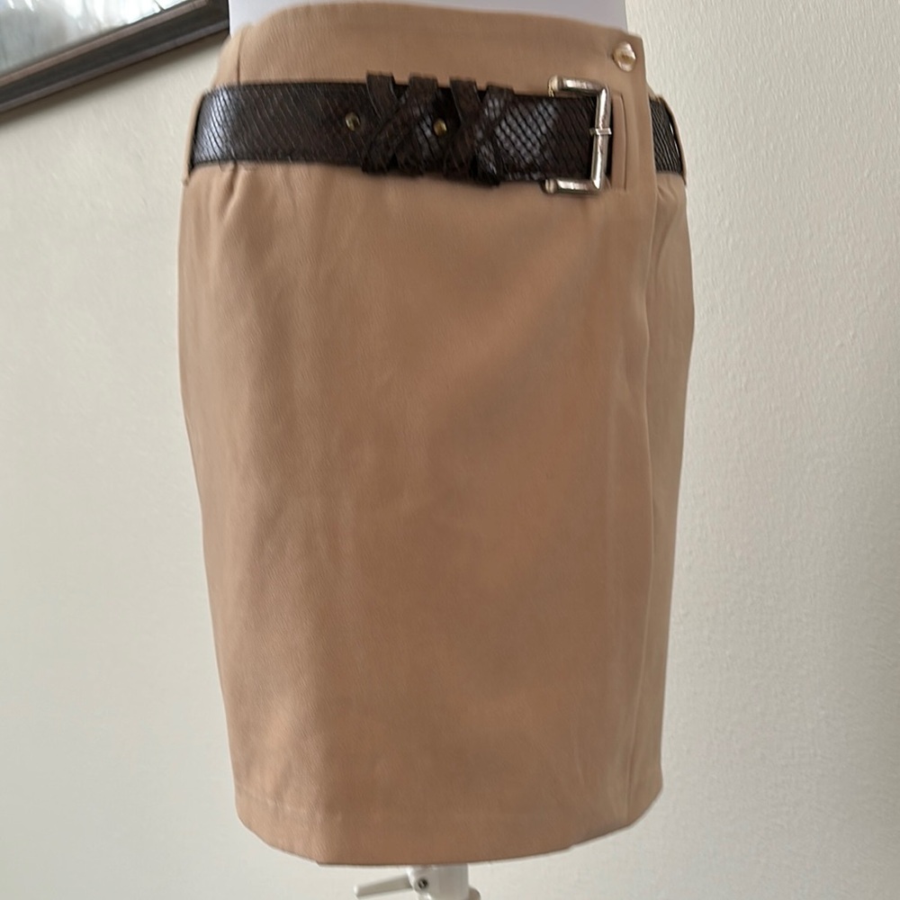 Elegant Tan Skirt with Belt